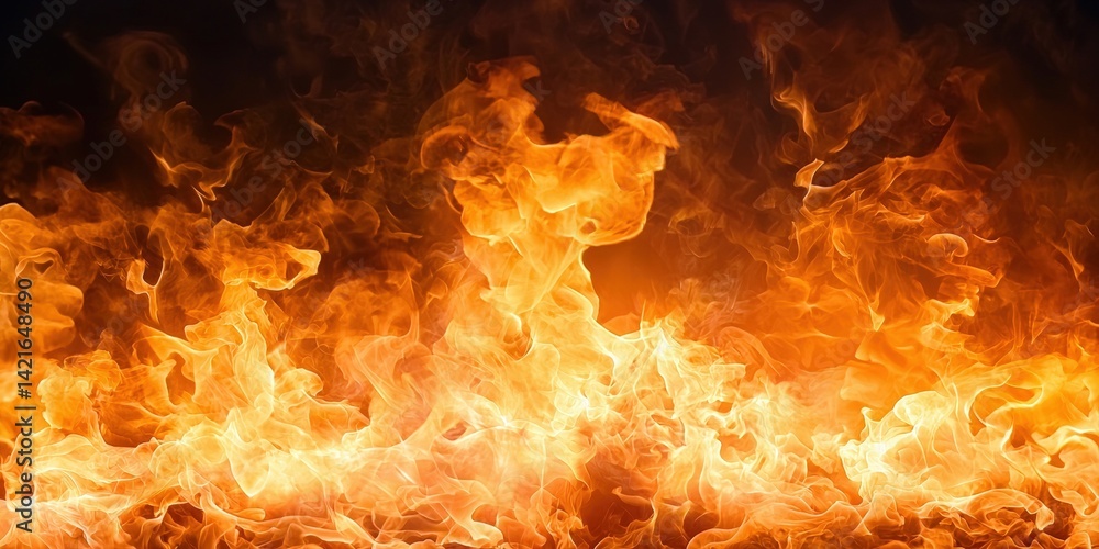 Poster a vivid display of flames, showcasing the dynamic movement and bright colors of fire, creating an in