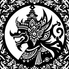 sketch vector illustration silhouette design icon logo symbol mascot detail creature mythology classic vintage demon wayang ethnic traditional vintage classic