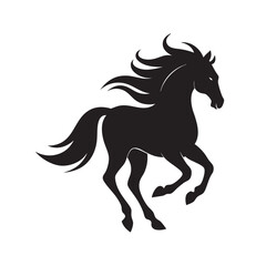 Galloping horse silhouette with flowing mane
