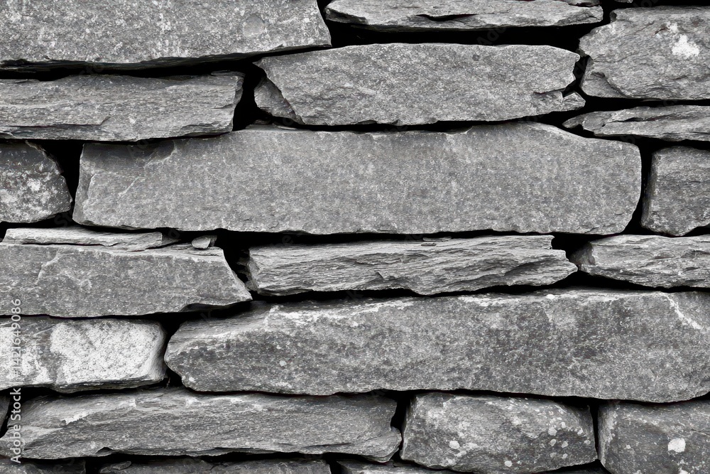 Aufkleber gray stone wall texture. close-up view of irregular stonework, creating a rustic, natural pattern