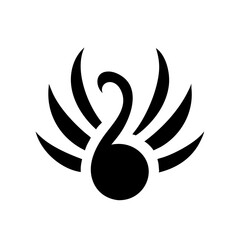 Elegant Peacock Silhouette with Teal Accents . A stylized silhouette of a peacock, featuring a rich navy blue outline and teal accents on the body and tail feathers.