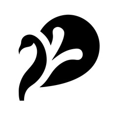 Obraz premium Elegant Peacock Silhouette with Teal Accents . A stylized silhouette of a peacock, featuring a rich navy blue outline and teal accents on the body and tail feathers.