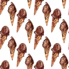 chocolate ice cream seamless pattern