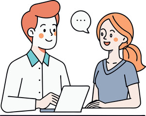 Office Colleagues Discussing Work – Business Conversation Illustration