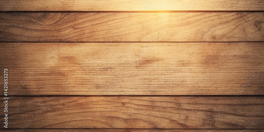Poster a close-up view of wooden planks that showcase natural grains and textures, illuminated by soft ligh