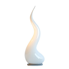 Elegant curved white lamp with subtle luminescence against a dark backdrop
