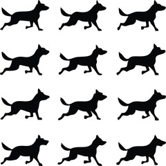 Mystical wolf silhouette designs in nature scenes with spiritual, emotional and tribal elements vector illustration
