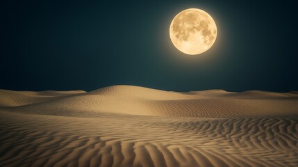 Naklejka premium Desert landscapes and serenity explored under endless dunes and a moonless sky