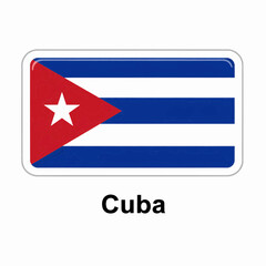 Obraz premium A clear digital illustration of the rectangular flag of Cuba. Below the flag, the word 