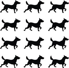 Mystical wolf silhouette designs in nature scenes with spiritual, emotional and tribal elements vector illustration
