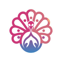 Fototapeta premium Vibrant peacock logo design with gradient colors .A stylized peacock design on a white background.