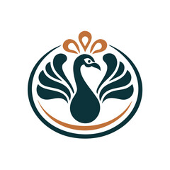 Fototapeta premium Vibrant peacock logo design with gradient colors .A stylized peacock design on a white background.