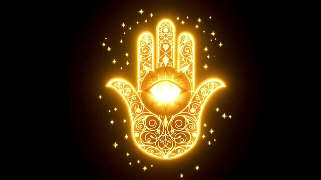Radiant Hamsa Hand Symbol, Illuminating Protection and Hope