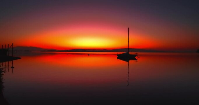  Fantastic sunrise in Arona on Lake Maggiore.