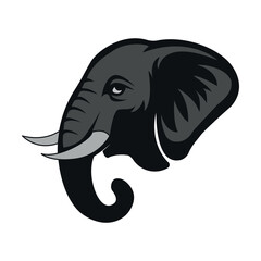 Vector Elephant Head Logo – Monochrome African Elephant Icon for Mascot or Branding