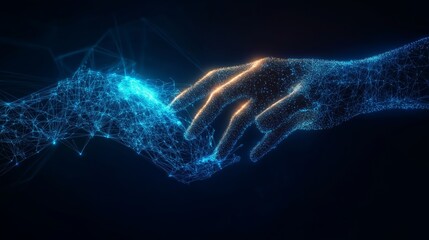 Digital Handshake Network Connection, Futuristic Technology, Abstract Art