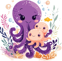 Mother Horse with Foal in Meadow Breeze