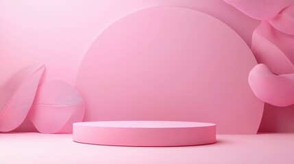 Pastel-Colored Abstract Podium Scene with Geometric Shapes for Product Mockups - 3D Rendering