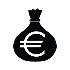 Money bag icon with Euro symbol , EUR currency symbol , vector illustration.cdr