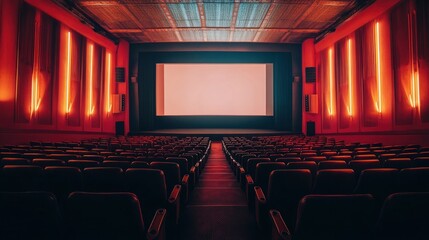 Fototapeta premium Empty Movie Theater: A Cinematic Atmosphere