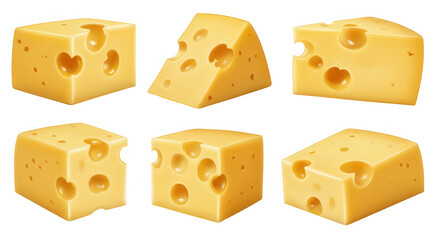 pedaços de queijo espalhados fundo transparente