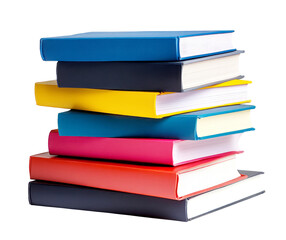 Stack of school books isolated on transparent background