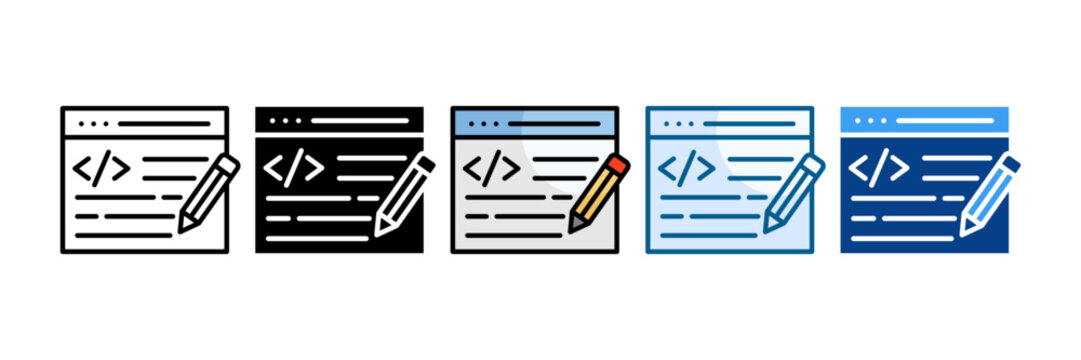 Code Editor Icon Set Multiple Style Collection