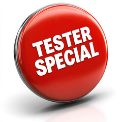Red button with white text saying tester special on white background