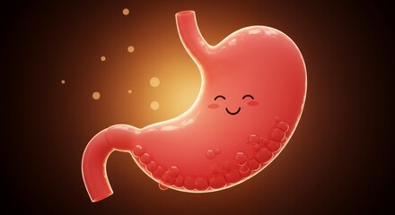 Cartoon Stomach Illustration Smiling