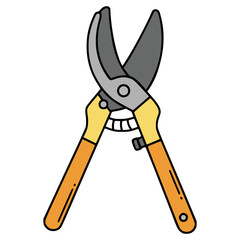 secateurs gardening tool flat color vector illustration template design