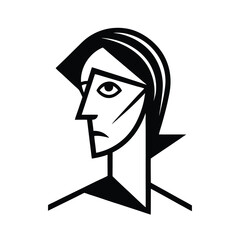 Abstract Face Line Art Geometric Minimal Sketch