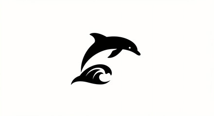 Fototapeta premium Jumping Dolphin Silhouette Over Wave, Aquatic Life