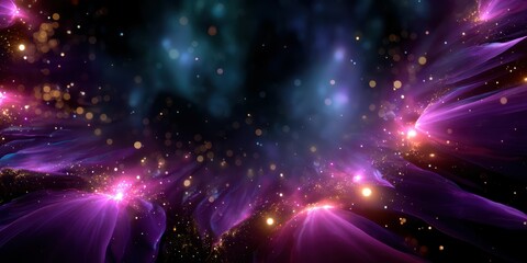 Fototapeta premium Colorful cosmic nebula displays vibrant hues and sparkling stars across the universe in an artistic representation