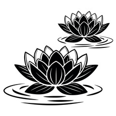 A stylized-illustration-of-water-lilies-in-a-pond 