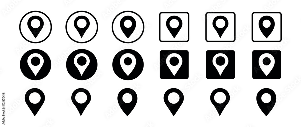 Poster location and map pin icon set vector design. location symbol collection. modern map markers. icon st