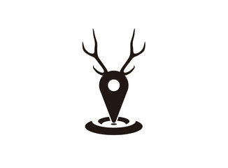 Map pointer deer vector icon