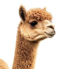 Obraz premium Photo of Camel fluffy Alpaca with a gentle gaze Isolated on white background