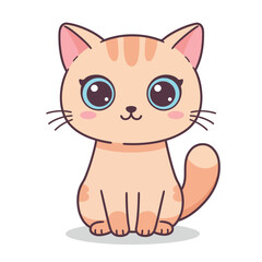 Cute Minimalist Orange Tabby Cat with Blue Eyes