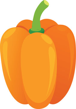 orange bell pepper, green stem, simple style clip art preview