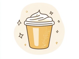 Vietnamese egg coffee in a minimalist flat design is visually delightful