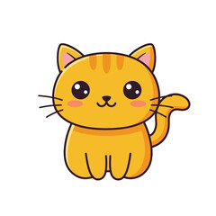 Cute Minimalist Yellow Tabby Cat Sitting