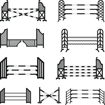 Show Jump Silhouette, Show Jumping SVG, Equestrian Clipart Silhouette, Horse Jump Poles Silhouettes,