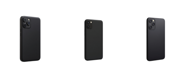 Sleek black smartphone with triple camera design 3d