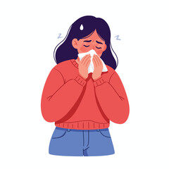 Sick Woman with Cold/Flu/Allergy Symptoms
