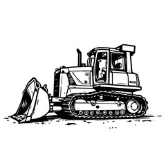 Naklejka premium Bulldozer illustration operating in a construction setting 