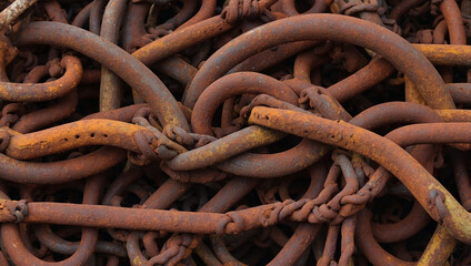 Collection of Rusty Chains Ideal for Artistic and Industrial Projects