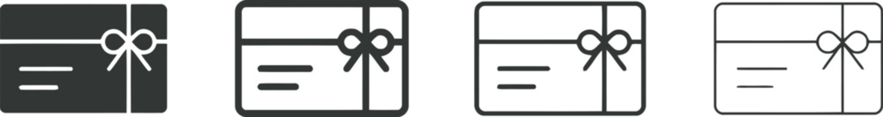 Gift Card Icons: Minimalist Line Art with Ribbon for Holiday and Celebration Graphics