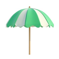 Obraz premium Beach umbrella green white stripes summer isolated on white background