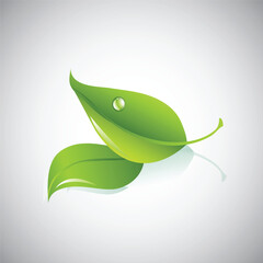 green leaf icon, leaves falling on water