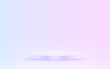 Round blue and purple stage podium illuminated with light. Vector for product presentation